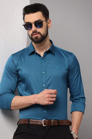 Premium wrinkle free Teal Slim Fit Formal Shirt