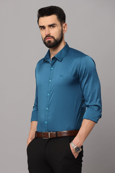 Premium wrinkle free Teal Slim Fit Formal Shirt