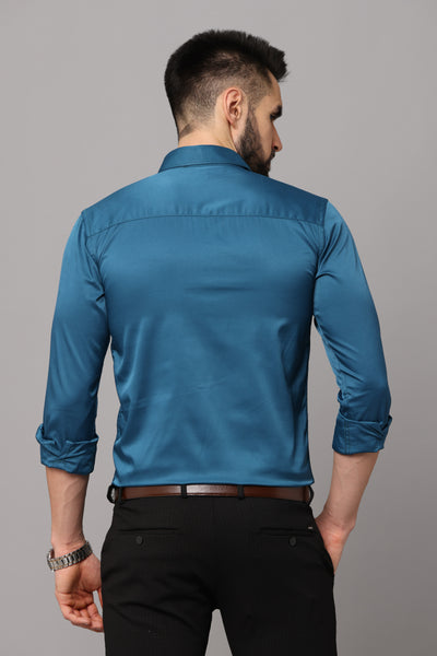 Premium wrinkle free Teal Slim Fit Formal Shirt