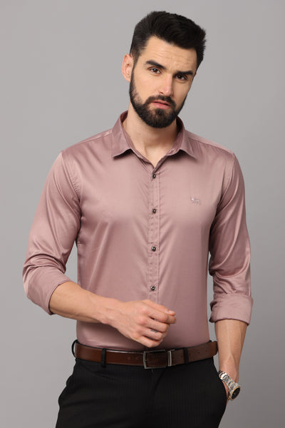 Premium Wrinkle-Free Brown Slim Fit Formal Shirt for Men | Hangower