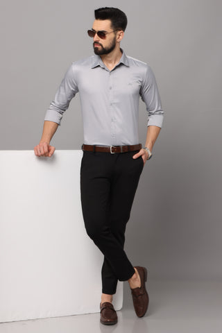 Premium Wrinkle-Free Grey Slim Fit Formal Shirt for Men | Hangower