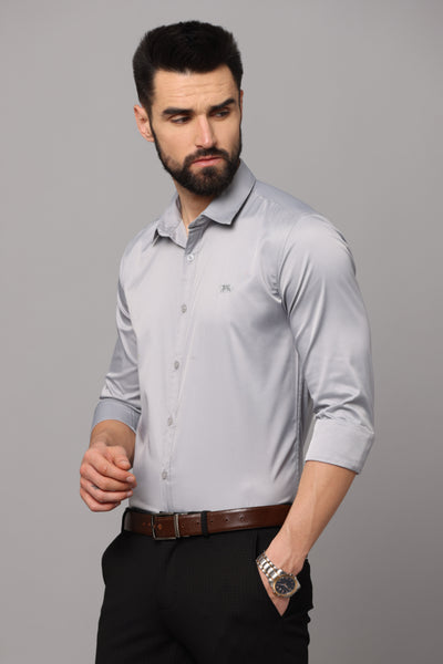 Premium Wrinkle-Free Grey Slim Fit Formal Shirt for Men | Hangower