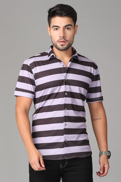 Stretchable fabric in black and violet color Slim Fit