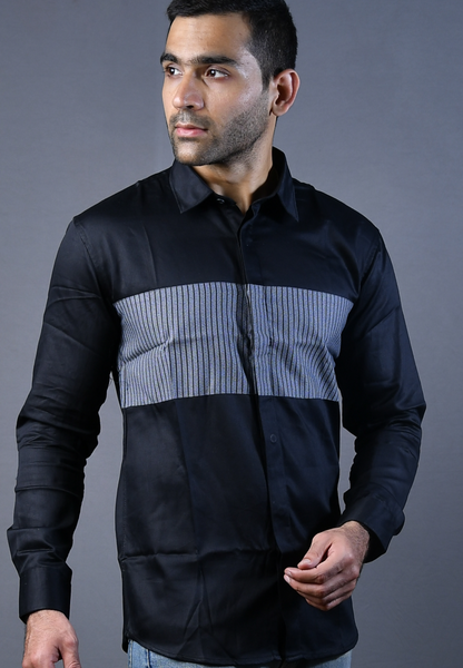 Black & Black lines Slim Fit Casual Shirt