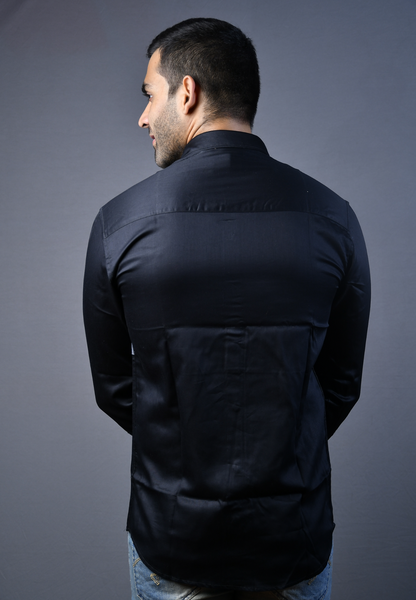 Black & Black lines Slim Fit Casual Shirt