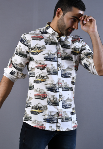 Heritage car printed mens shirt