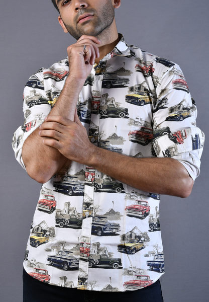 Heritage car printed mens shirt