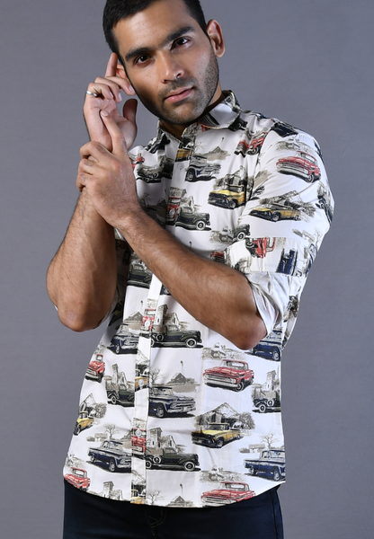 Heritage car printed mens shirt
