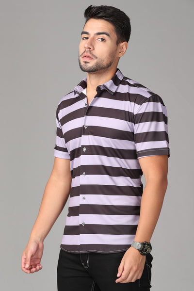 Stretchable fabric in black and violet color Slim Fit