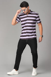 Stretchable fabric in black and violet color Slim Fit