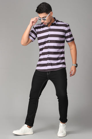 Stretchable fabric in black and violet color Slim Fit
