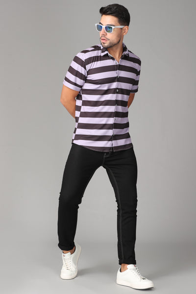 Stretchable fabric in black and violet color Slim Fit