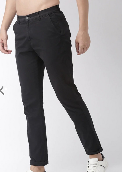 Mens Black Solid Color Chinos