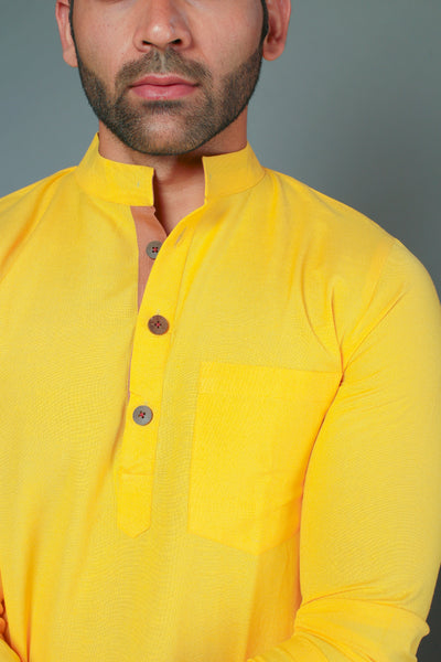 Yellow Color Slim Fit Kurta