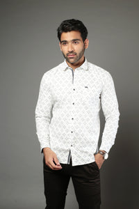 Men Designer White Slim Fit Casual Shirt