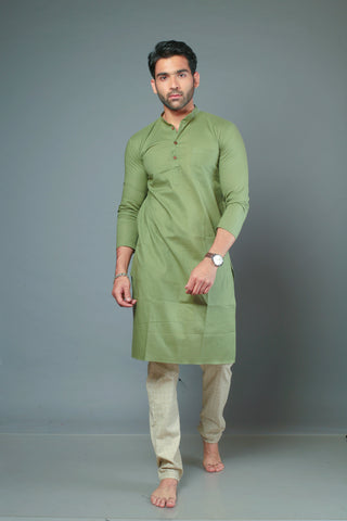 Green Color Slim Fit Kurta