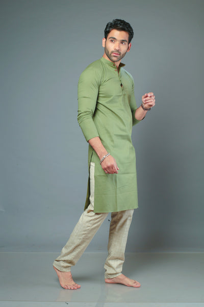 Green Color Slim Fit Kurta