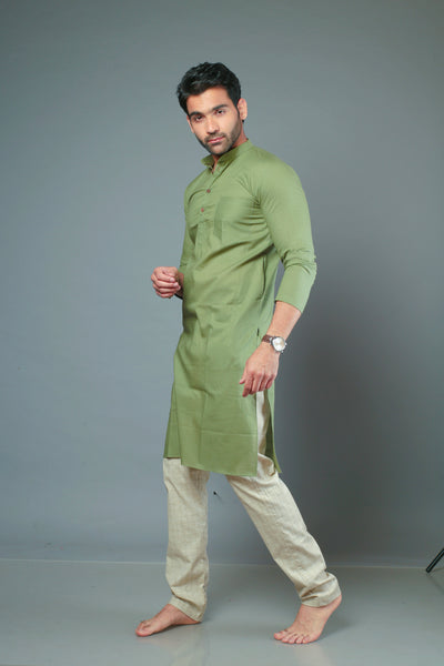 Green Color Slim Fit Kurta