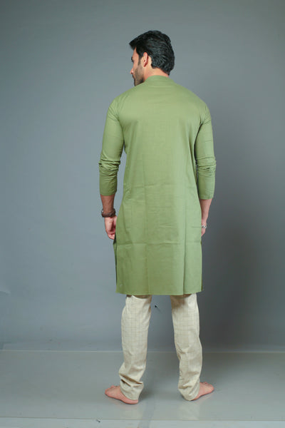 Green Color Slim Fit Kurta