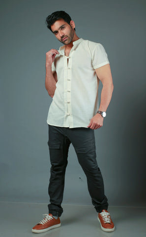 C-Style White Color Slim Fit Casual Shirt