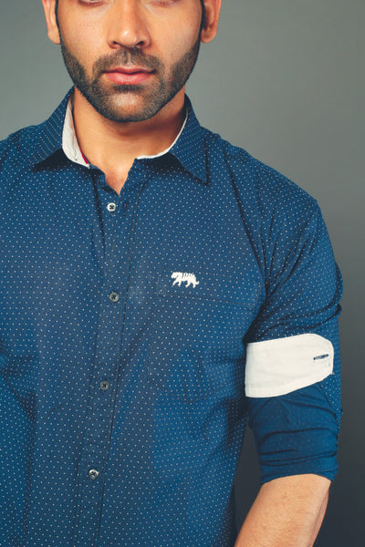 Men Designer Printed Small Dots Slim Fit Casual Shirt