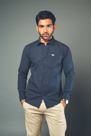 Men Designer Blue Slim Fit Casual Shirt