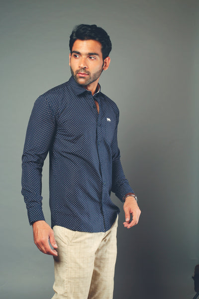 Men Designer Blue Slim Fit Casual Shirt