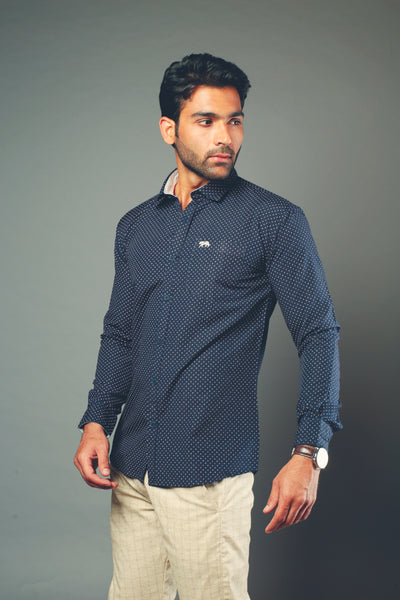 Men Designer Blue Slim Fit Casual Shirt