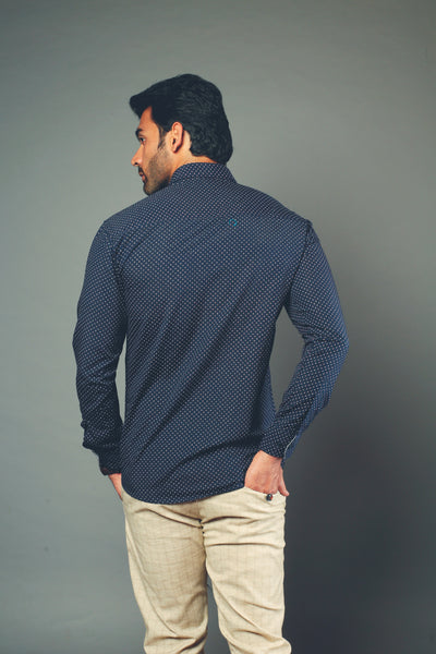 Men Designer Blue Slim Fit Casual Shirt
