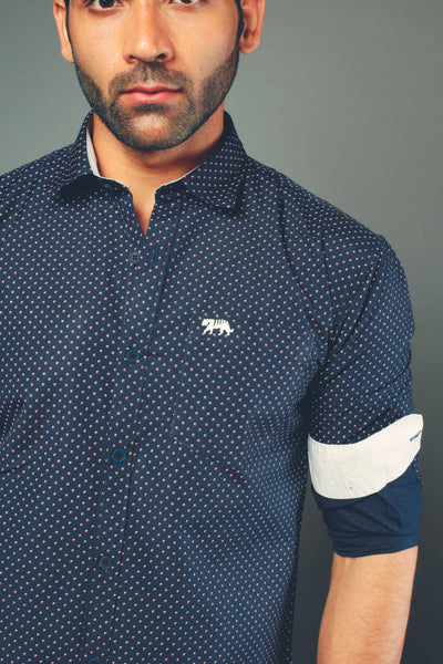 Men Designer Blue Slim Fit Casual Shirt