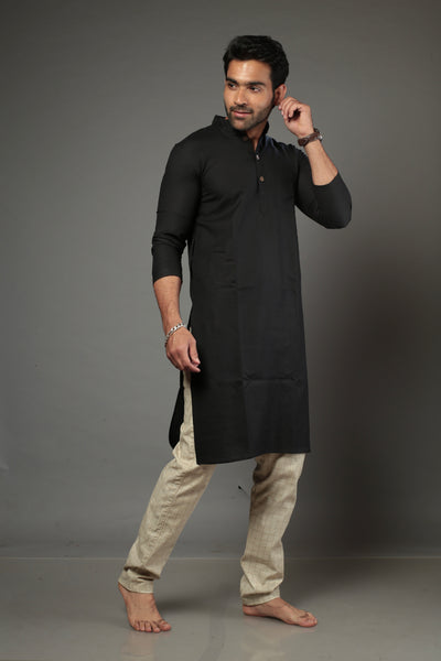 Black Color Slim Fit Kurta