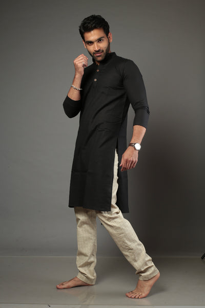 Black Color Slim Fit Kurta