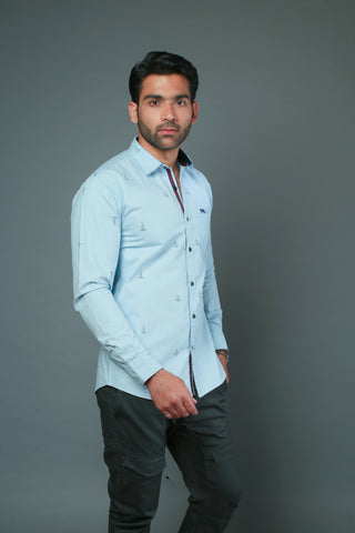Men Designer Printed Yacht Slim Fit Casual Shirt