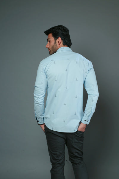 Men Designer Printed Yacht Slim Fit Casual Shirt