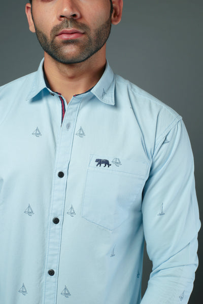Men Designer Printed Yacht Slim Fit Casual Shirt