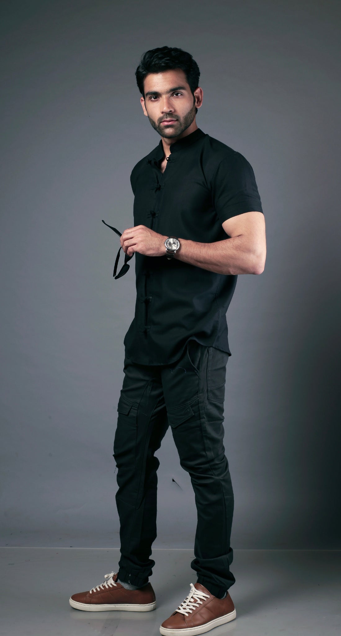 C-Style Black Color Slim Fit Casual Shirt