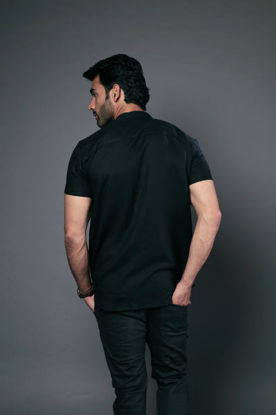 C-Style Black Color Slim Fit Casual Shirt