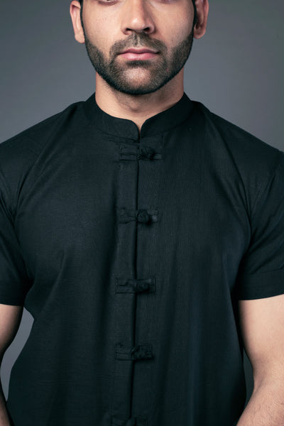 C-Style Black Color Slim Fit Casual Shirt