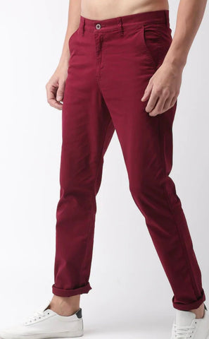 Maroon solid chinos