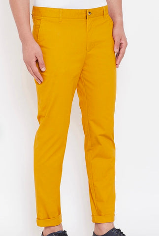 Mens Mustard Solid Color Chinos