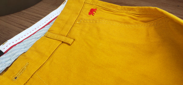 Mens Mustard Solid Color Chinos