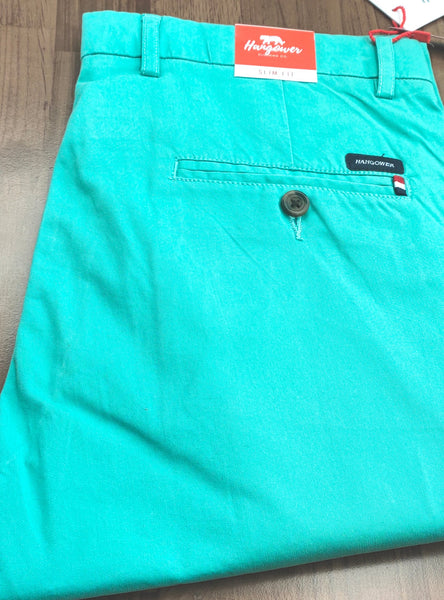 Mens Turquoise Green Solid Color Chinos