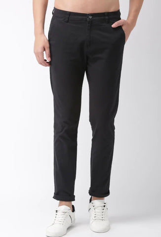 Mens Black Solid Color Chinos