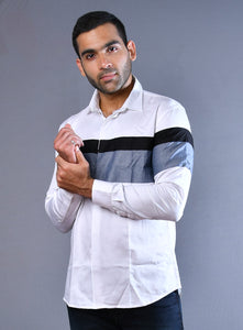 White Black and Grey Slim Fit Casual Shirt
