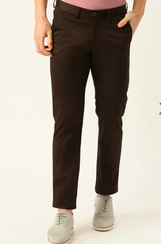 Mens Coffee Brown Solid Color Chinos