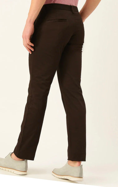 Mens Coffee Brown Solid Color Chinos