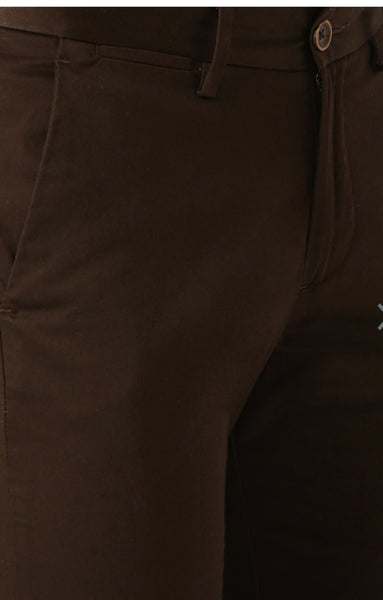 Mens Coffee Brown Solid Color Chinos
