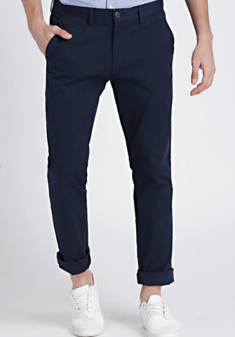Mens Navy Blue Solid Color Chinos