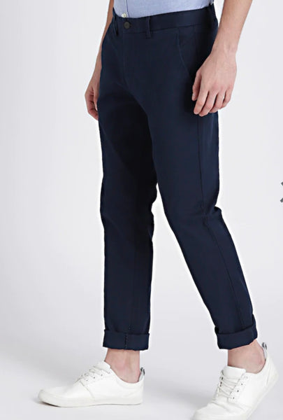 Mens Navy Blue Solid Color Chinos