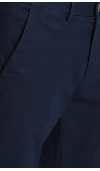 Mens Navy Blue Solid Color Chinos